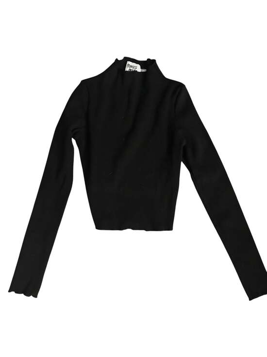 Princess Polly Tops - Princess Polly Black Ribbed Long Sleeve Mock Neck Crop Top